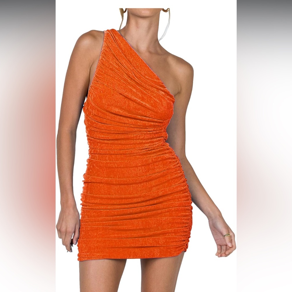 Orange One-Shoulder Dress
